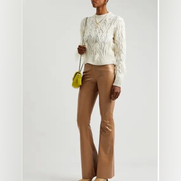 Veronica Beard Pants - Veronica Beard Beverly Flared Faux Leather Jeans – brown camel  – Size 6- NWT